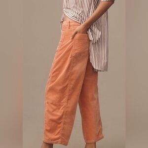 NWT Anthropologie Pilcro Kenna Rose Corduroy Mid Rise Barrel Pants 26